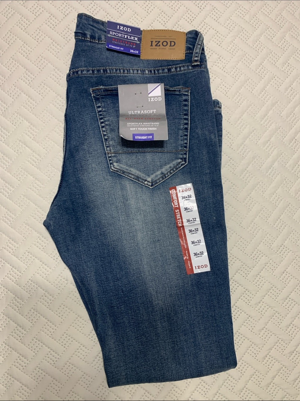 Izod Men's Straight Fit Denim Jeans - 36x32